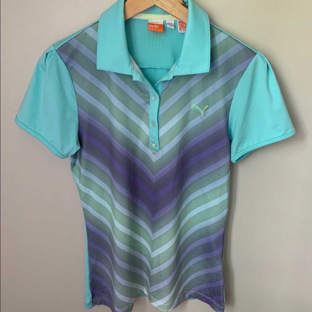 Puma Ladies Golf Shirt in Teal/Purple